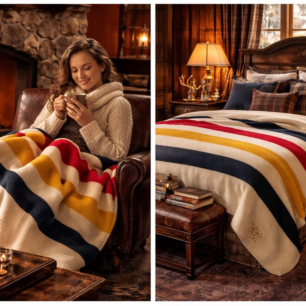 HUDSON’S BAY COMPANY 8 Point King Size Wool Blanket Made in England NWT - Picture 5 of 14